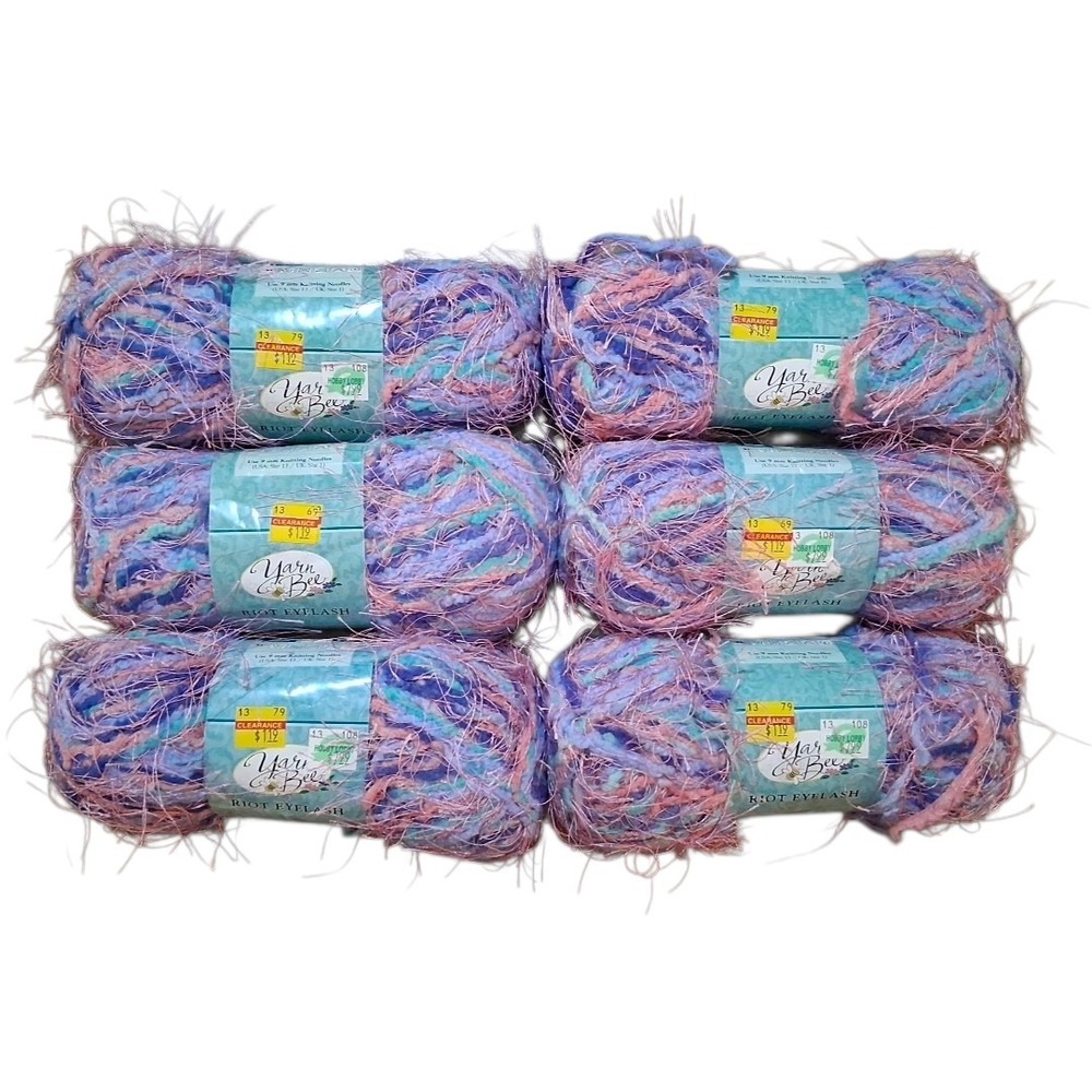 Yarn Bee Yarn Riot Eyelash Vavoom!‎ #23 For Knitting Lot of 6 3.5oz Each 2005
